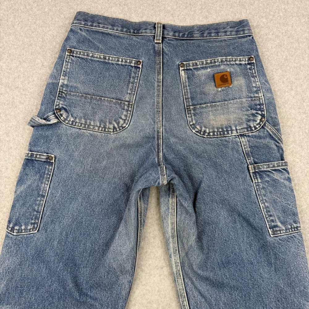 Vintage Carhartt Pants Mens 31x31 Light Wash Double Knee Rivets B73 Distressed - Picture 9 of 16